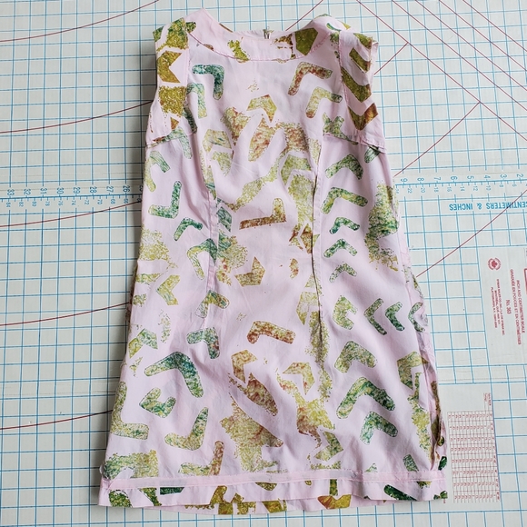 Geometric Shift Tunic Dress Woman's XSmall Vintage Pink Green Handmade 1960's - Picture 6 of 6